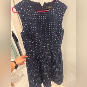 J. Crew Tweed Navy Blue Midi Dress